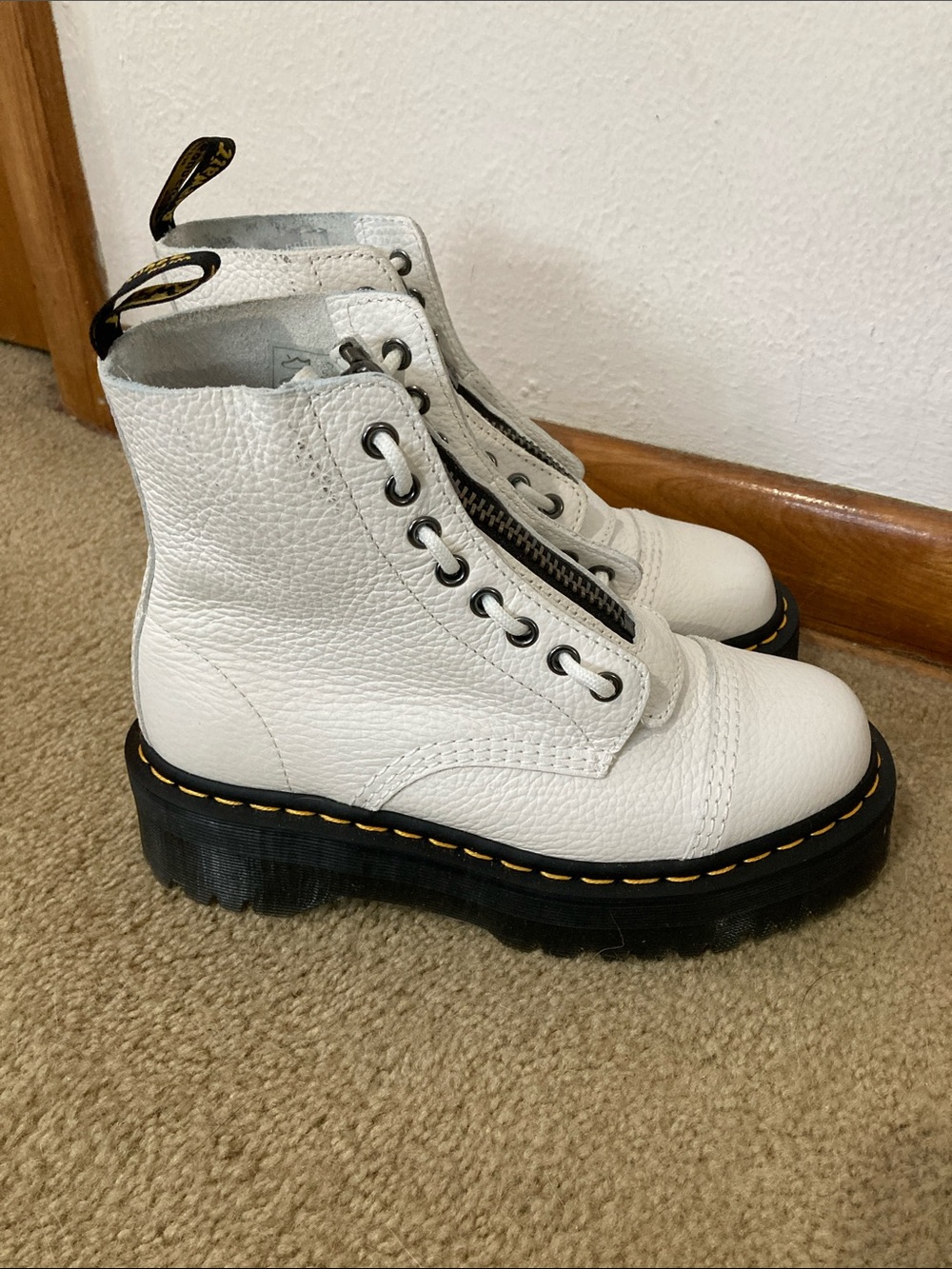 Dr Martens White Sinclair Platform Boots size 7